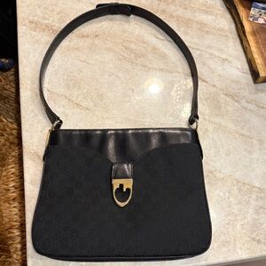 Gucci Black Shoulder Bag with Gold Accent